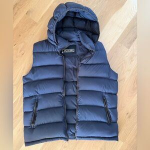 Herno Men's Navy Puffer Vest with Hood